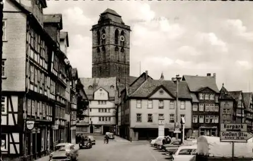 Ak Bad Hersfeld Hessen, Lingg-Platz, Turmuhr, Autos