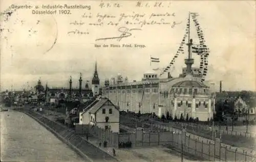 Ak Düsseldorf am Rhein, Industrie und Gewerbeausstellung 1902, Bau der Firma Friedr. Krupp