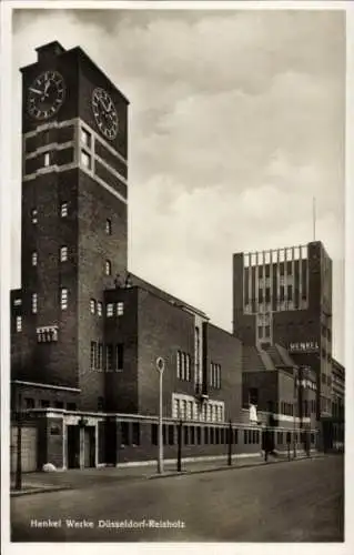 Ak Reisholz Düsseldorf am Rhein, Henkel-Werke, Turmuhr