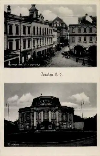 Ak Cieszyn Teschen Oberschlesien, Ringplatz, Theater