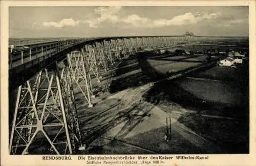 Ak Rendsburg, Eisenbahnhochbrücke über den Kaiser Wilhelm Kanal