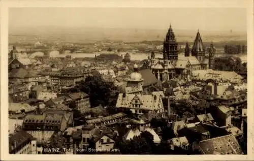 Ak Mainz am Rhein, Totalansicht, Blick vom Stephansturm, Kirchtürme