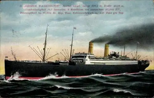 Ak Dampfschiff George Washington, Norddeutscher Lloyd Bremen