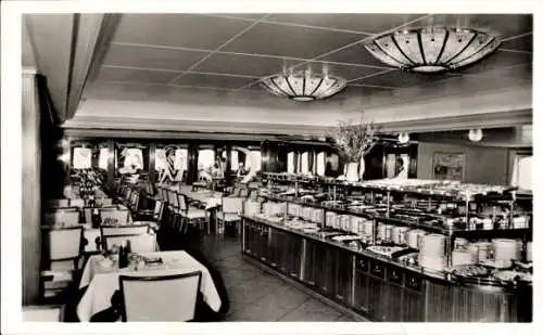Ak Fährschiff Deutschland, Speisesaal, Kaltes Buffet