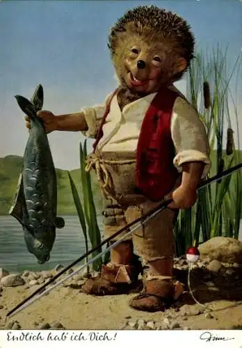 Ak Mecki der Igel beim Angeln, Fisch, Endlich hab ich Dich