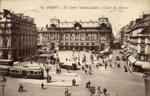 Ak Paris VIII, Gare Saint Lazare, Cour du Havre