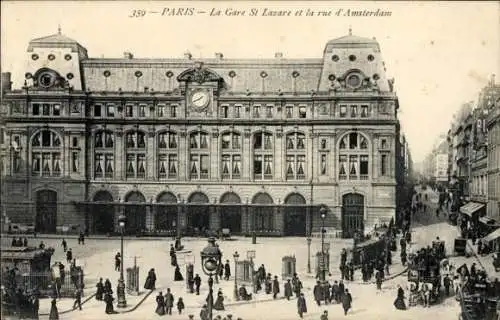 Ak Paris VIII, Gare Saint Lazare, Rue d’Amsterdam