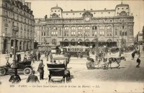 Ak Paris VIII, Gare Saint Lazare, Cour du Havre
