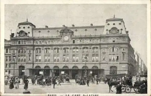 Ak Paris VIII, Gare Saint Lazare, Kutsche