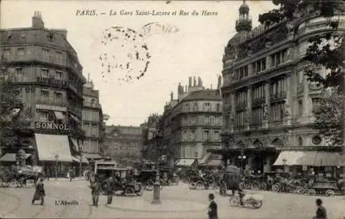 Ak Paris VIII, Gare Saint Lazare, Rue du Havre