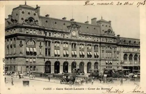 Ak Paris VIII, Gare Saint Lazare, Gericht von Rom