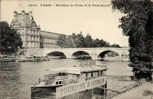 Ak Paris VII, Pavillon de Flore, Pont Royal