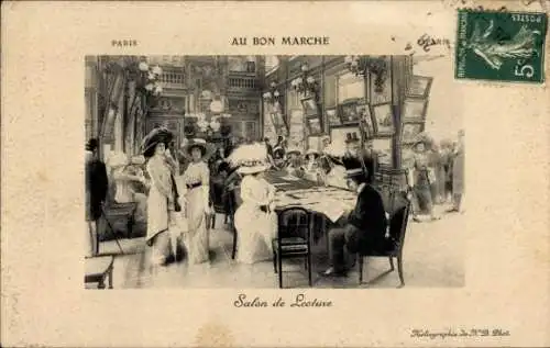 Passepartout Ak Paris VII, Au Bon Marché, Lesesaal