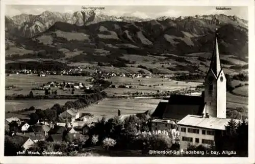 Ak Bihlerdorf Seifriedsberg Blaichach im Allgäu, Panorama, Kirche, Daumengruppe, Nebelhorn