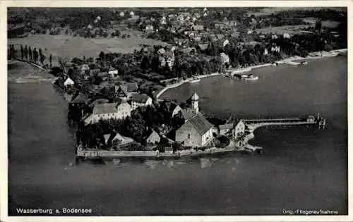 Ak Wasserburg am Bodensee Schwaben, Fliegeraufnahme