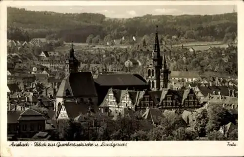 Ak Ansbach in Mittelfranken Bayern, Gumbertuskirche, Landgericht