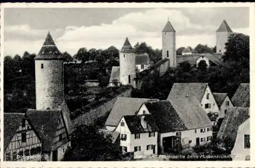 Ak Dinkelsbühl in Mittelfranken, Turm, Mauer beim Muckenbrünnlein