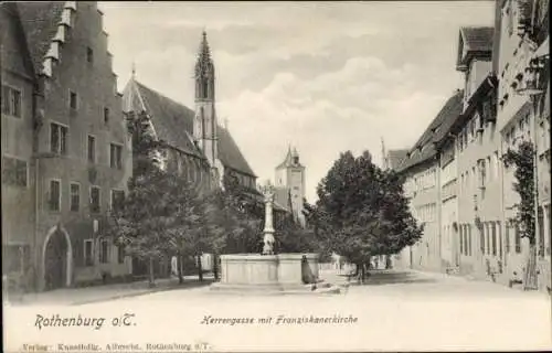 Ak Rothenburg ob der Tauber Mittelfranken, Herrengasse, Franziskanerkirche