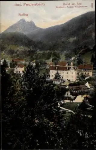 Ak Bad Faulenbach Füssen im Ostallgäu, Säuling, Hotel am See, Panorama