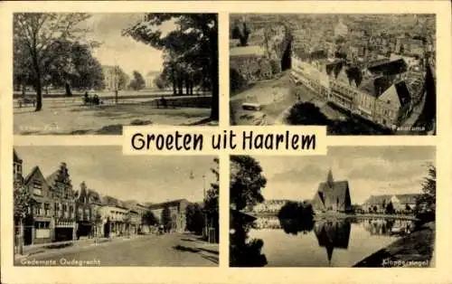 Ak Haarlem Nordholland Niederlande, Panorama, Straßenpartie, Teich