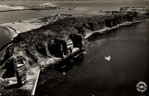 Ak Nordseeinsel Helgoland, Westküste, Luftbild, Steilküste