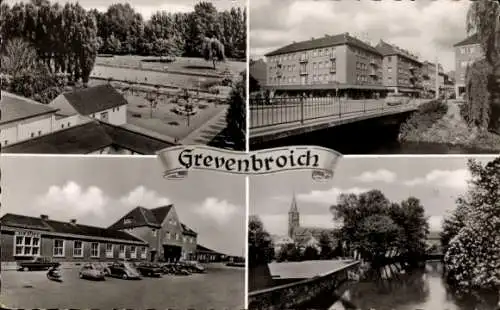 Ak Grevenbroich in Westfalen, Kirche, Teilansicht, Autos