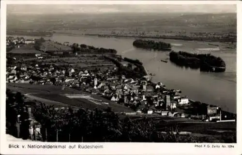 Ak Rüdesheim am Rhein, Blick vom Niederwald Nationaldenkmal, Panorama