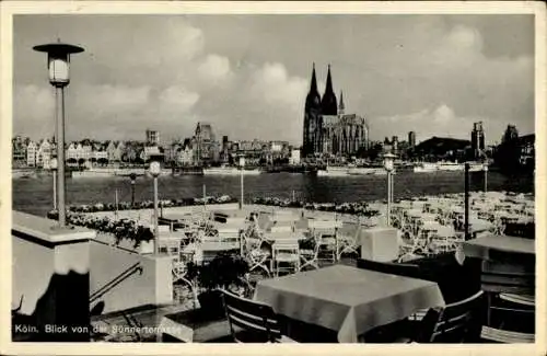 Ak Köln am Rhein, Blick von der Sünnerterrasse, Dom