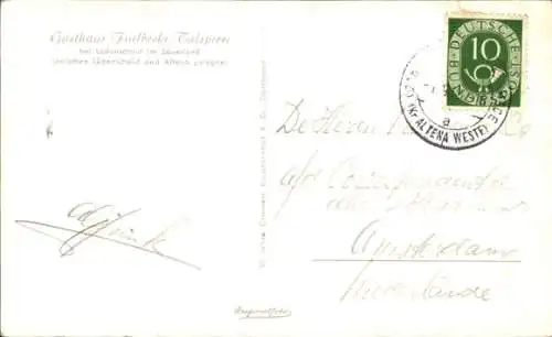 Ak Altroggenrahmede Altena in Westfalen, Fuelbecker Talsperre, Gasthaus