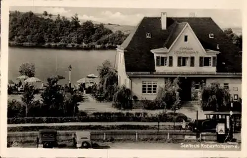 Ak Crimmitschau in Sachsen, Seehaus Kobertalsperre, Tankstelle