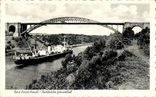 Ak Grünental Beldorf in Schleswig Holstein, Hochbrücke Grünenthal, Nord-Ostsee-Kanal