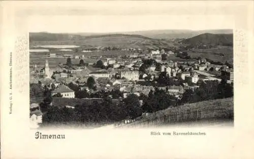 Ak Ilmenau in Thüringen, Blick vom Ravenehäuschen