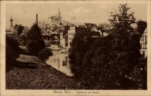 Ak Weida in Thüringen, Teilansicht, an der Weida