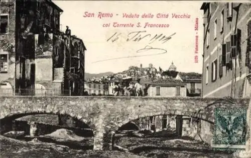 Ak San Remo Ligurien, Blick auf die Brücke