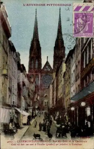 Ak Clermont Ferrand Puy de Dôme, Rue des Gras, Kathedrale