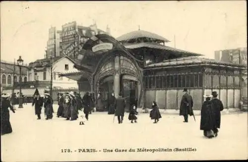 Ak Paris XII., Metropolitain Station, Place de la Bastille, U-Bahnstation