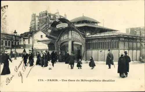 Ak Paris XII., Station du Metropolitain, Place de la Bastille, U-Bahnstation