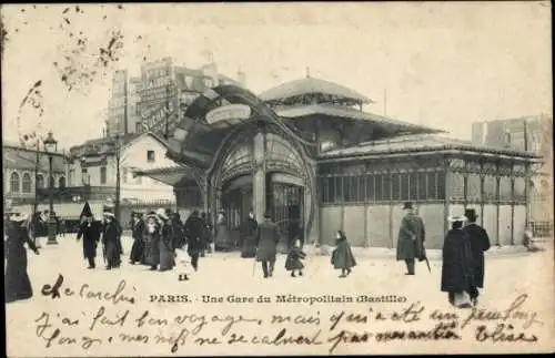 Ak Paris XII., Station du Metropolitain, Place de la Bastille, U-Bahnstation