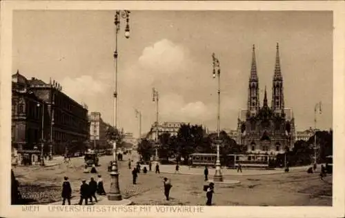 Ak Wien 1 Innere Stadt, Universitätsstraße mit Votivkirche, 1913
