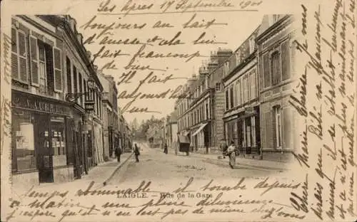 Ak Laigle L'Aigle Orne, Rue de la Gare