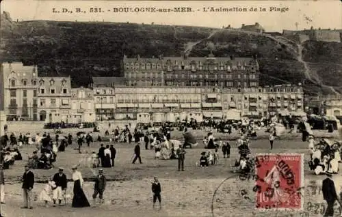 Ak Boulogne sur Mer Pas de Calais, Strandleben