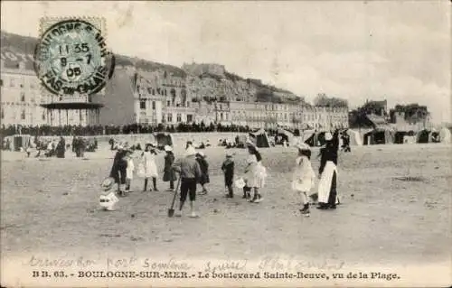 Ak Boulogne sur Mer Pas de Calais, Strand, Boulevard Sainte-Beuve