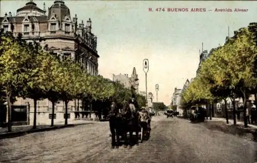 Ak Buenos Aires Argentinien, Avenida Alvear, Kutsche