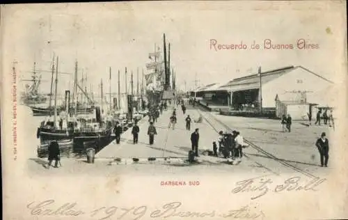 Ak Buenos Aires Argentinien, Hafen, südliches Dock