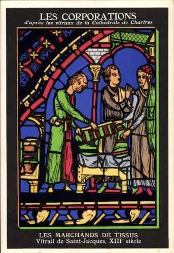 Ak Chartres Eure et Loir, Unternehmen, Stoffhändler, Buntglasfenster von Saint-Jacques