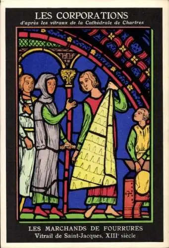 Ak Chartres Eure et Loir, Die Unternehmen, Die Pelzhändler, Buntglasfenster von Saint-Jacques