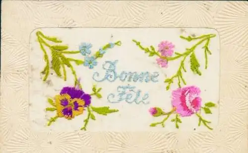 Seidenstick Ak Glückwunsch, Blumen, Stiefmütterchen