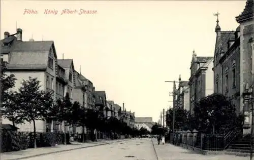 Ak Flöha in Sachsen, Blick in die König Albert Straße, Wohnhäuser