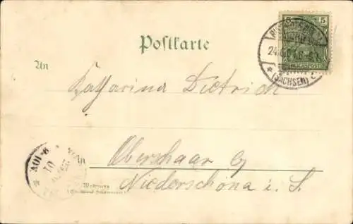 Litho Bischofswerda in Sachsen, Gesamtansicht, Bahnhof, Bautzener Straße, Kirche, Butterberg