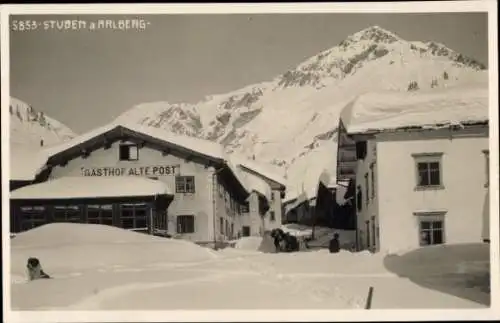 Ak Stuben am Arlberg Klösterle Vorarlberg, Gasthof alte Post, Winter